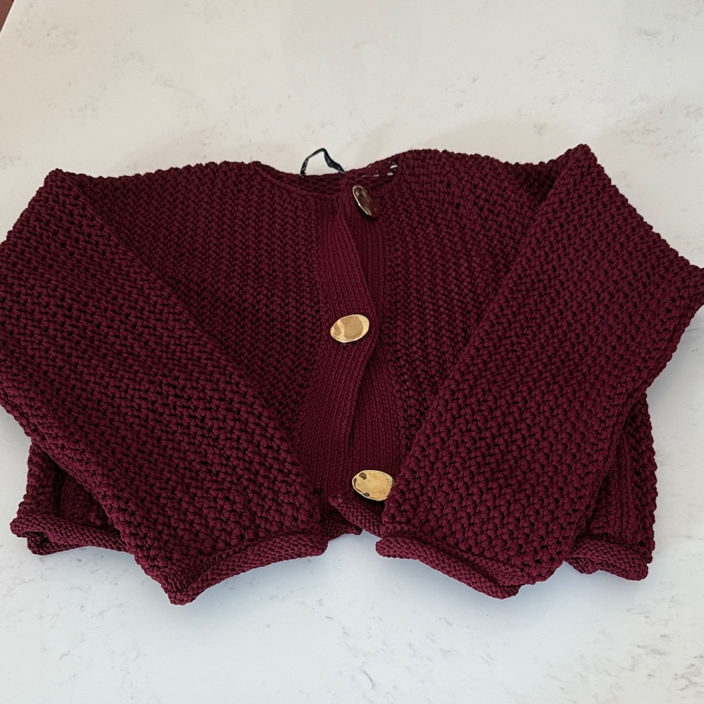 Zara Deep Burgundy Knit Cardigan